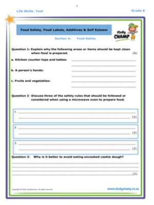 cover image of Grade 6 Life Orientation Test: Food Safety and Self-Esteem